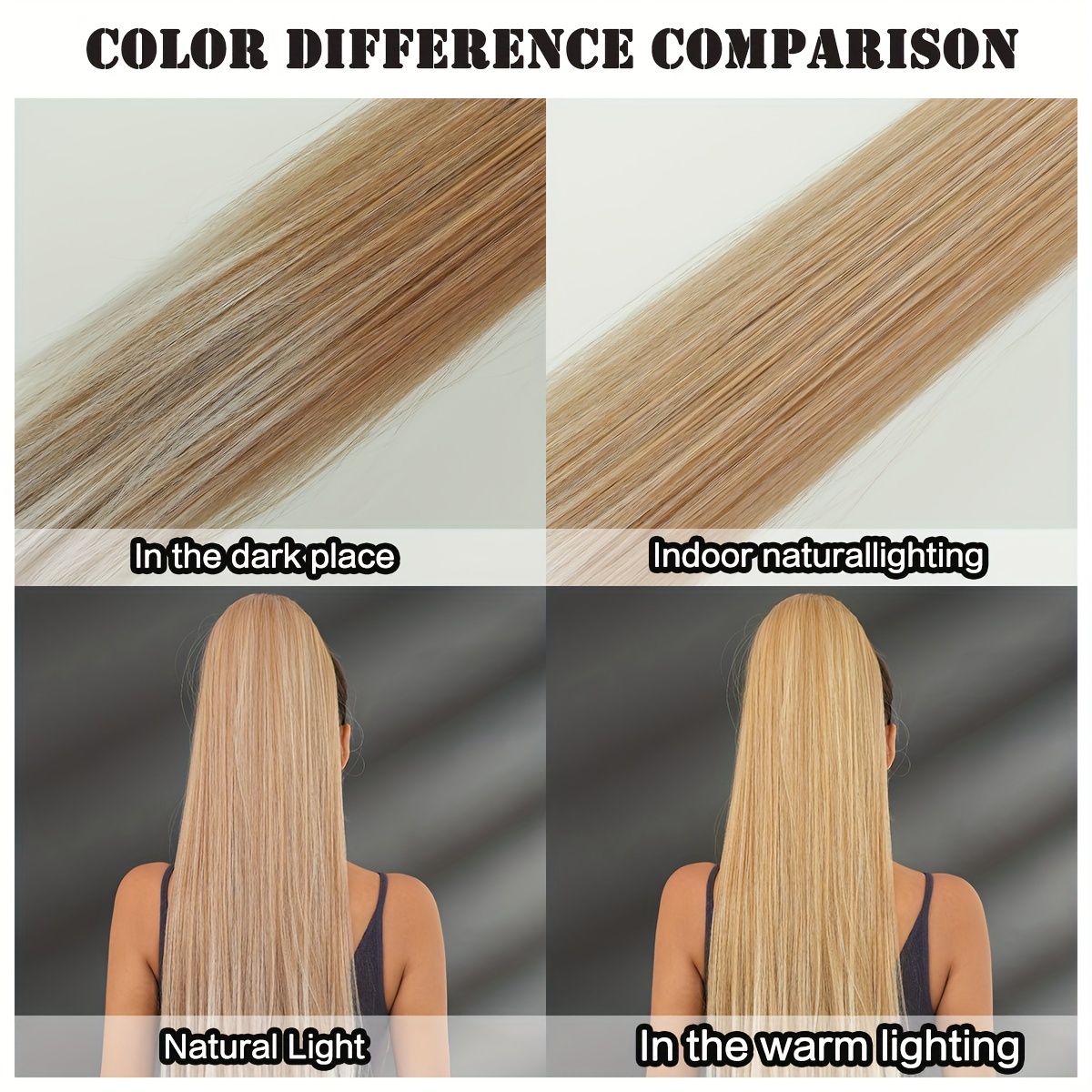 38 inch ombre white to light brown ponytail extension heat resistant synthetic hair for   for daily wear parties details 7
