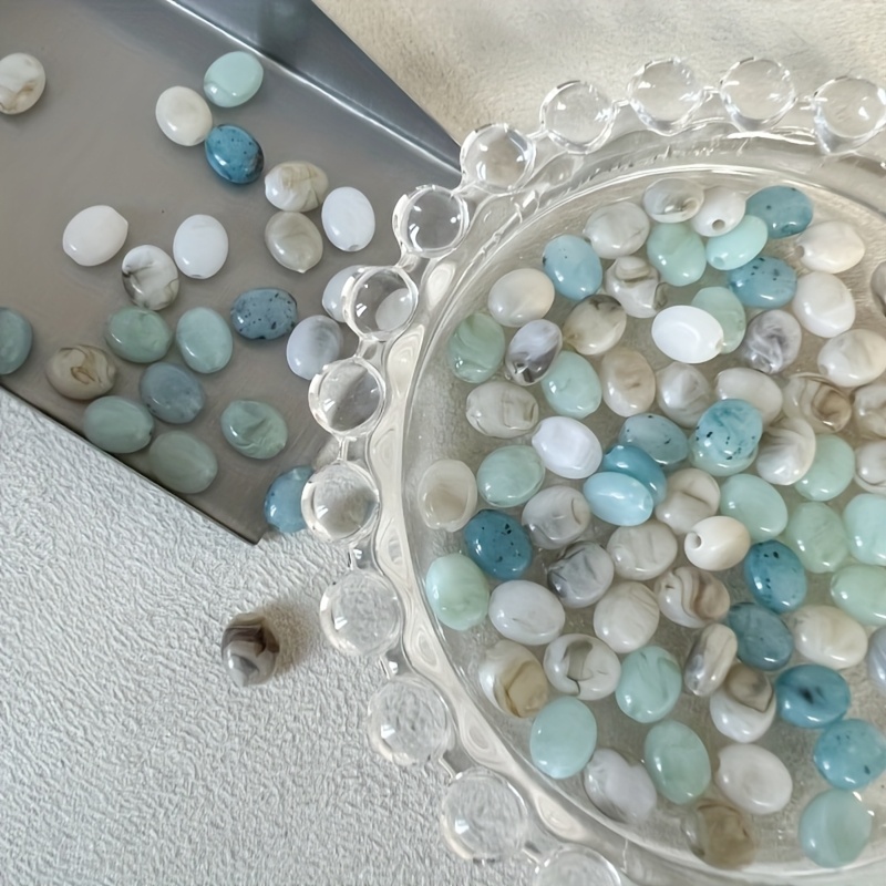 Image of 100 Mixed Oval Acrylic Beads Jewelry Making Kits Loose Beads Beads Handmade Additions Jewelry Making Additions Hole Series Beads