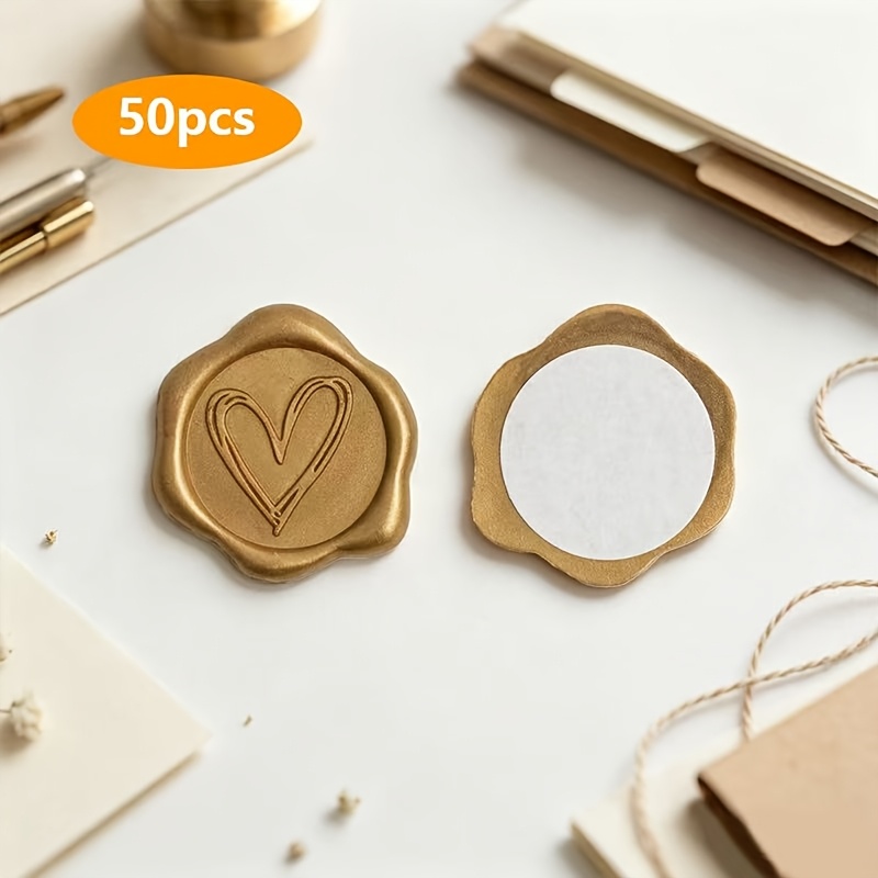 TEMU 50/80pcs Heart-shaped Wax Seal Stickers 3cm Bronze Resin Wax Seal Stamps, Suitable For Weddings, Parties, Birthdays, Christmas—elegant Wax Seal