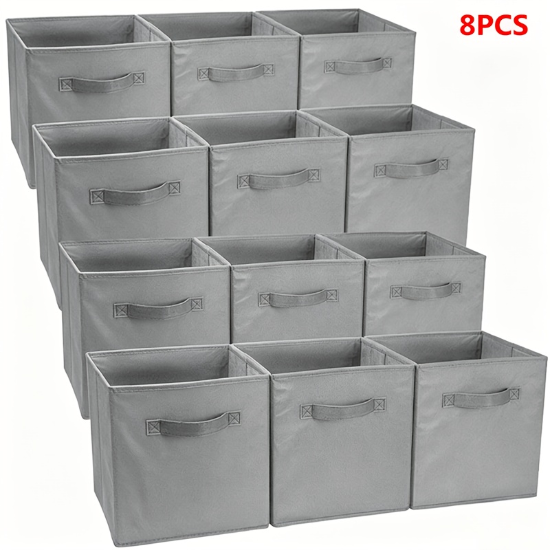 TEMU 8-pack Large Capacity Non-woven Fabric Storage Boxes, Foldable Home Storage Bins For Clothes, Books, And More