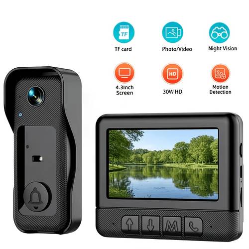 set of 2 x6 f intelligent video doorbell system doorbell indoor monitor hd doorbell with infrared wireless 2 4g two way intercom smart doorbell peephole doorbell 4 3 inch hd color video doorbell