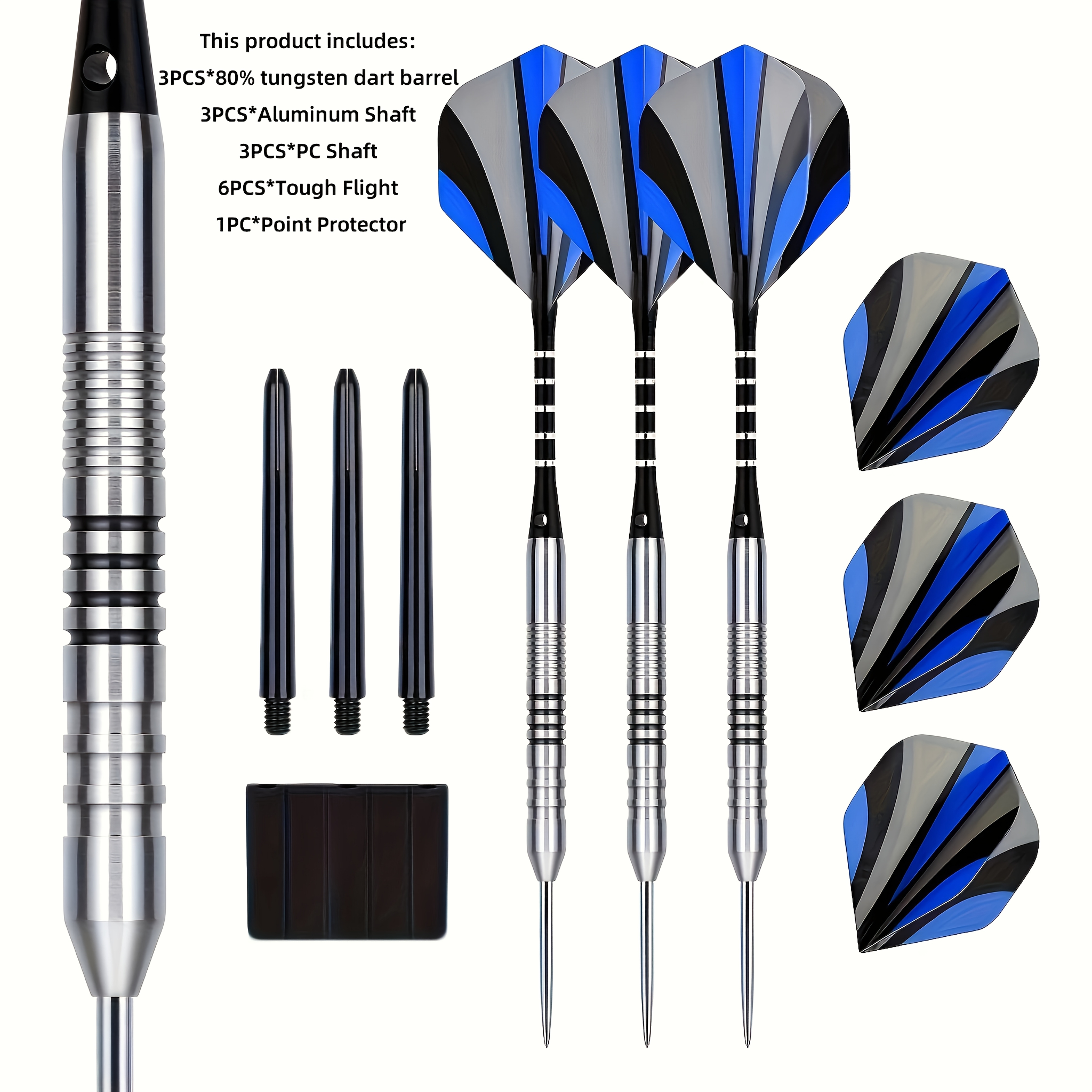Image of 16pcs/1setprofessional Competition Training Darts Set 24g 80% Steel Metal Darts Durable With Flight, Shaft And Tip Protectors Suitable For Home Parties, Sports Games