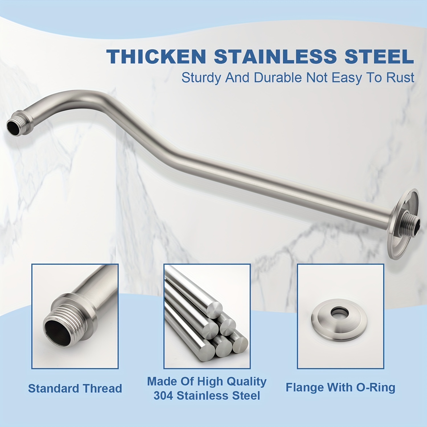 

Shower Arm, Rain Shower Head Extension Extender, Made Of Thicken Stainless Steel For Bathroom Rainfall Showerhead