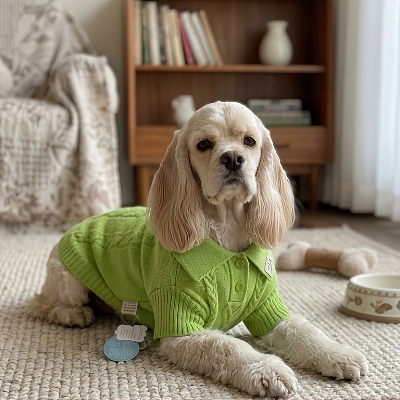Classic V-Neck Dog Sweater Pink Green Cable Knit Pet Clothes Winter Warm Puppy Pullover Soft Cozy Apparel For Small Medium Dogs Cats Chihuahua Dachshund Daily Wear Chilly Weather Outdoor Knitted Jumper Fashionable Solid Color Trendy Pet Wardrobe