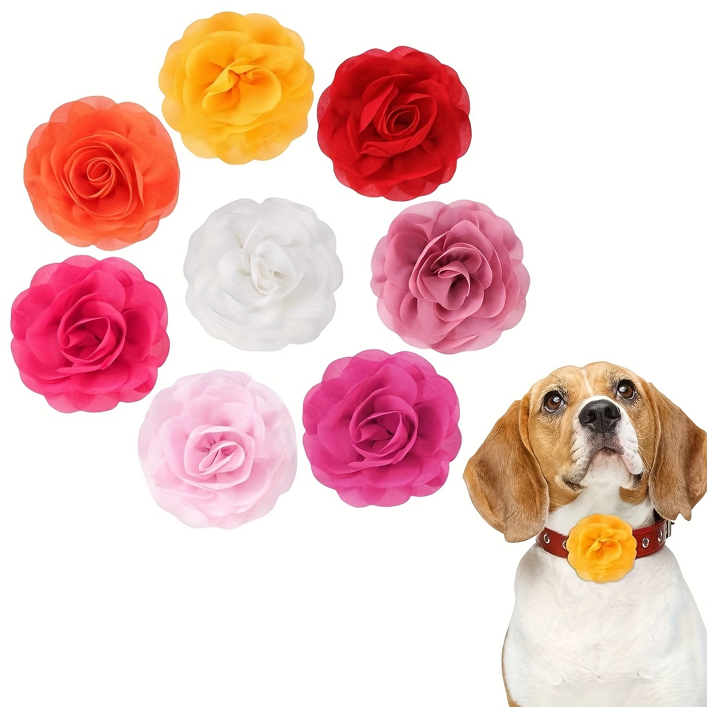 

8pcs Dog Flower Collar Pet Collar Flower Dog Pendant Flower Collar Pet Bow Tie Flower - Suitable For Dog Collar Cat Puppy Collar Beauty Accessories