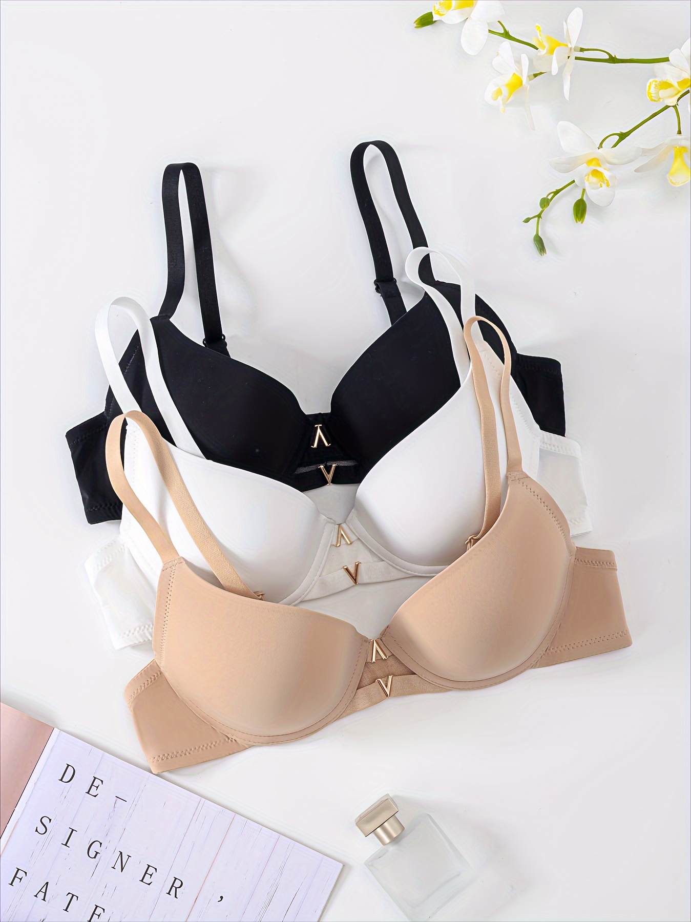 Elegant V front Clasp Bras Lightly Lined Seamless Push Anti Temu