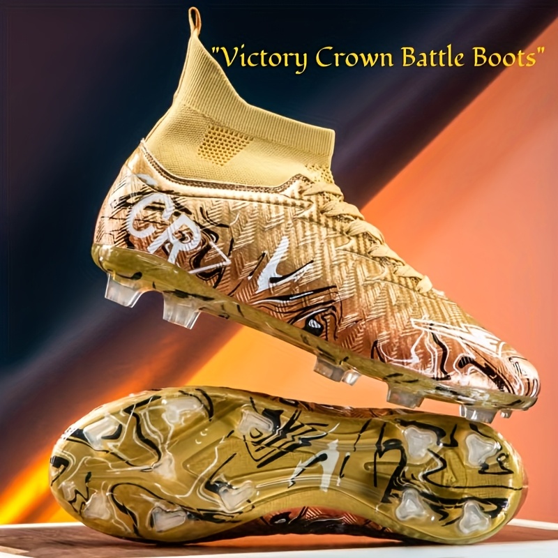 Gold High Ankle Cleats Boys Football Cleats Size Men Soccer Shoes