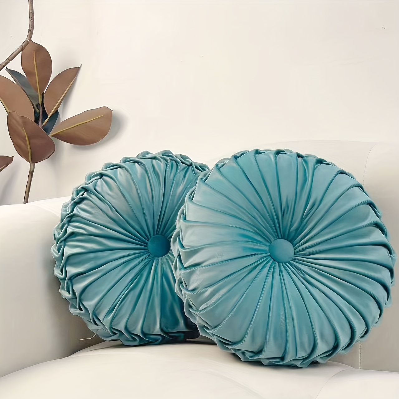 TEMU 2 cuscini rotondi in velluto a forma di zucca, morbidi e soffici, adatti per , letto, poltrona, camera da letto, soggiorno, decorazioni lussuose