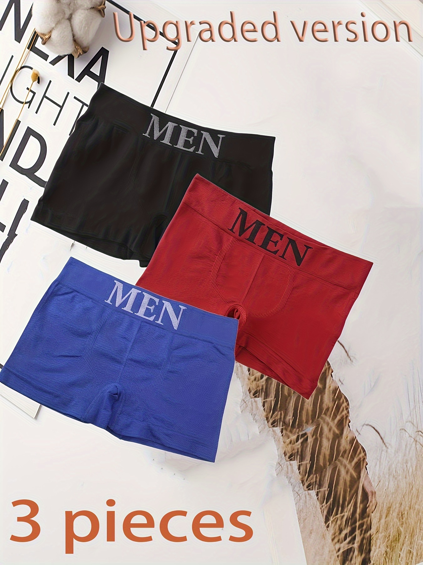 Men's Simple Solid Color Seamless Nude Boxer Briefs - Temu United