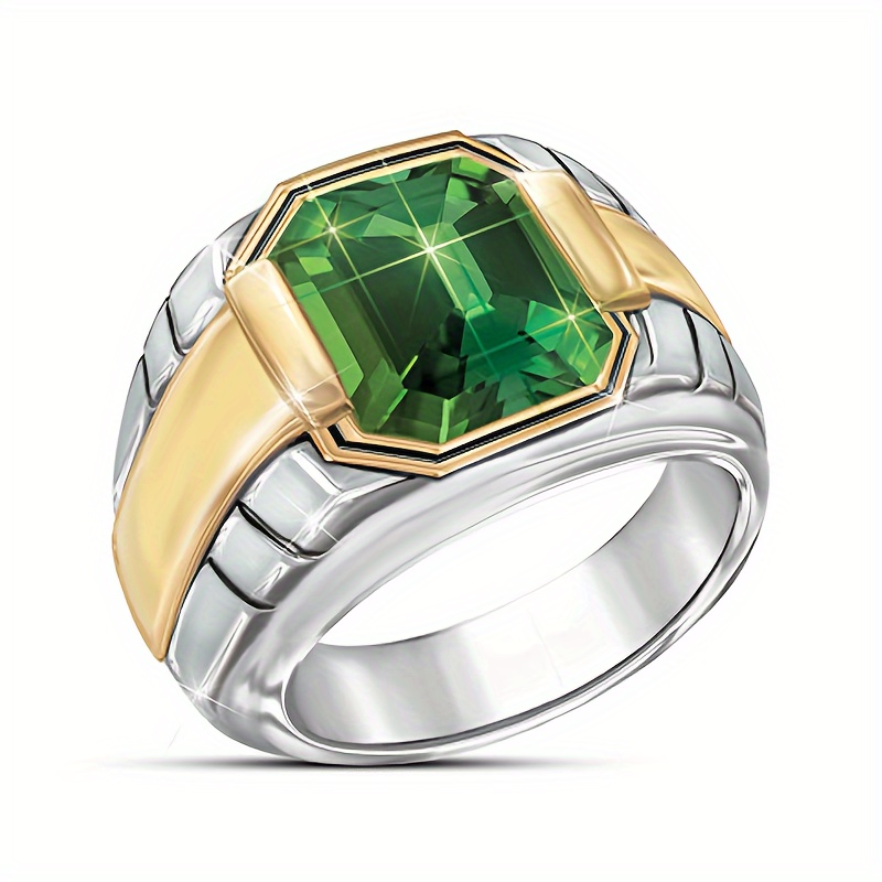

Square Zirconia 2 Tone Ring For Men, Fashion Jewelry For Men