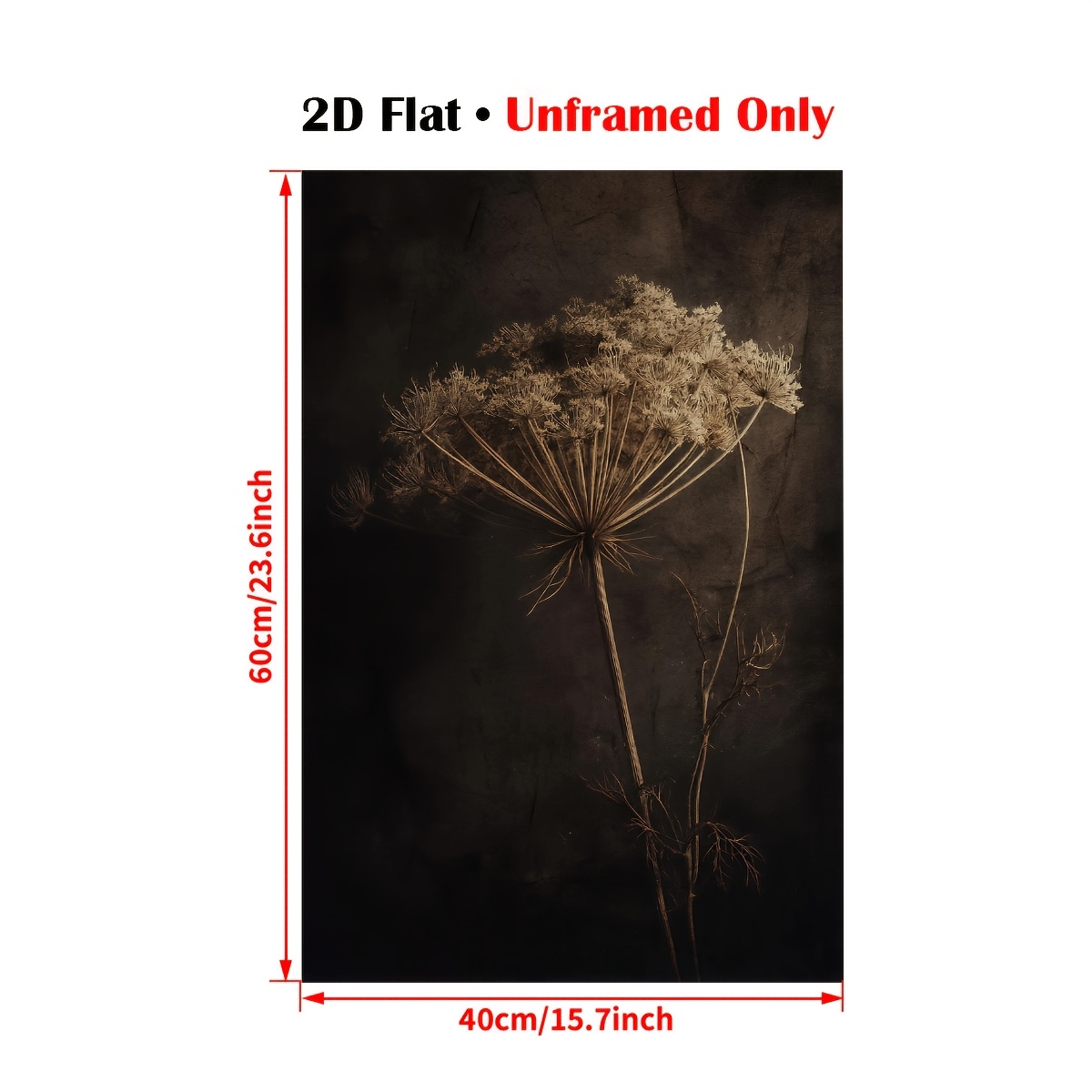 TEMU 2d Flat, 2d Flat 1pc Dark Botanical Flower Vintage Nature Minimalist Wall Art Poster Canvas Print Ideal Gift Artwork For Bedroom Bathroom Office