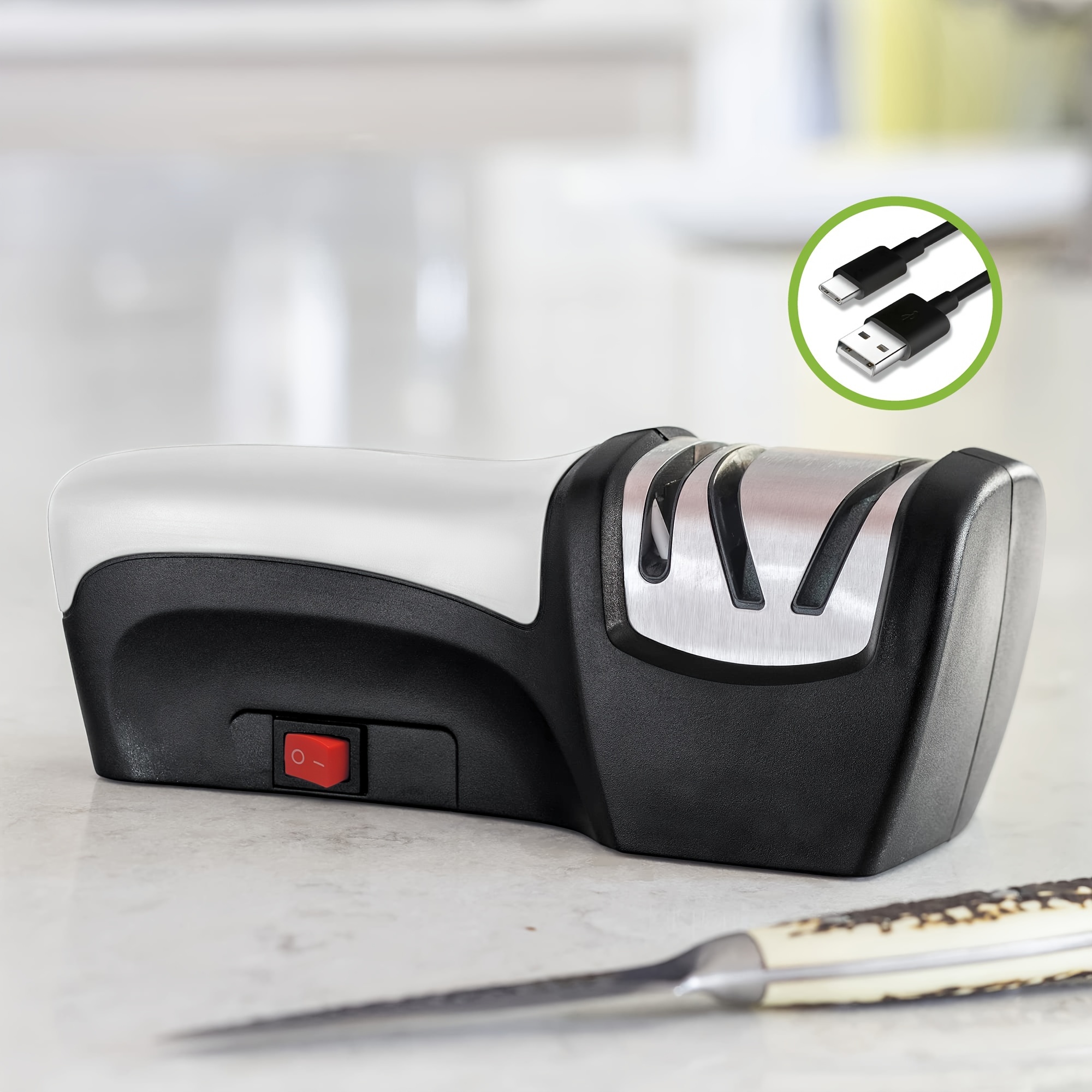 High-precision Electric Knife Sharpener - Fully Automatic, Usb Charging,  Fast & Easy Sharpening For Kitchen Knives! - Appliances - Temu Belgium