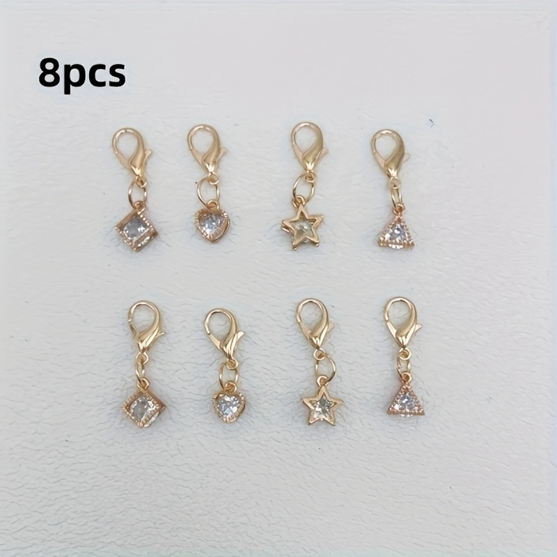 E-shop 8 Stk. Strass-Schuhschnallen mit geometrischen Formen, Herz, Stern-Anhänger, DIY-Schuh- Stiefel-Dekorationszubehör
