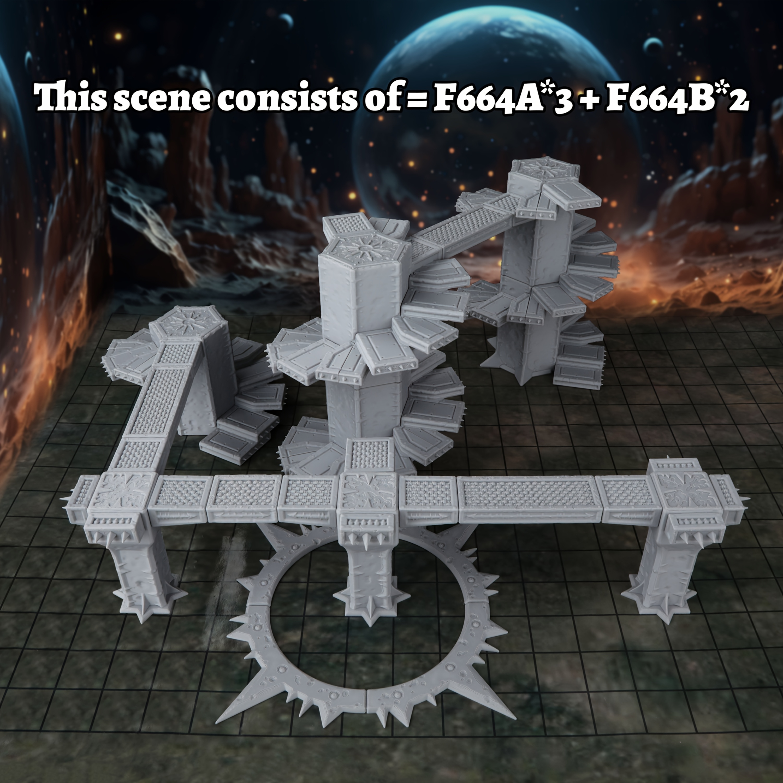 Modular Sci-Fi Spiral Staircase & Connection Set