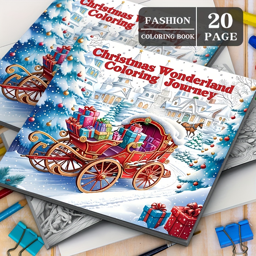 Image of Professional Art Use (upgrade, Thicker Paper, 20 Pages, Single Side Print) 1pc, 7.9 X 7.9 Inches, Adult Coloring Book With Christmas Fantasy , Perfect For Birthday, Christmas, Halloween