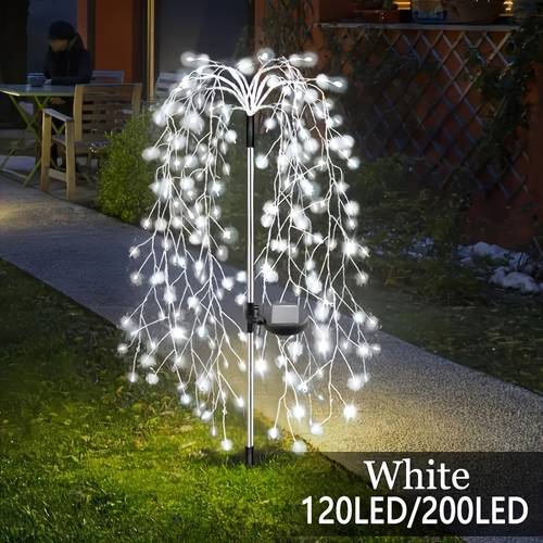 1pc 120 200 led solar firework lights outdoor garden and yard decoration with 8 lighting automatic light sensor ideal for parties holidays camping picnics and more multicolor conversion christmas ramadan halloween
