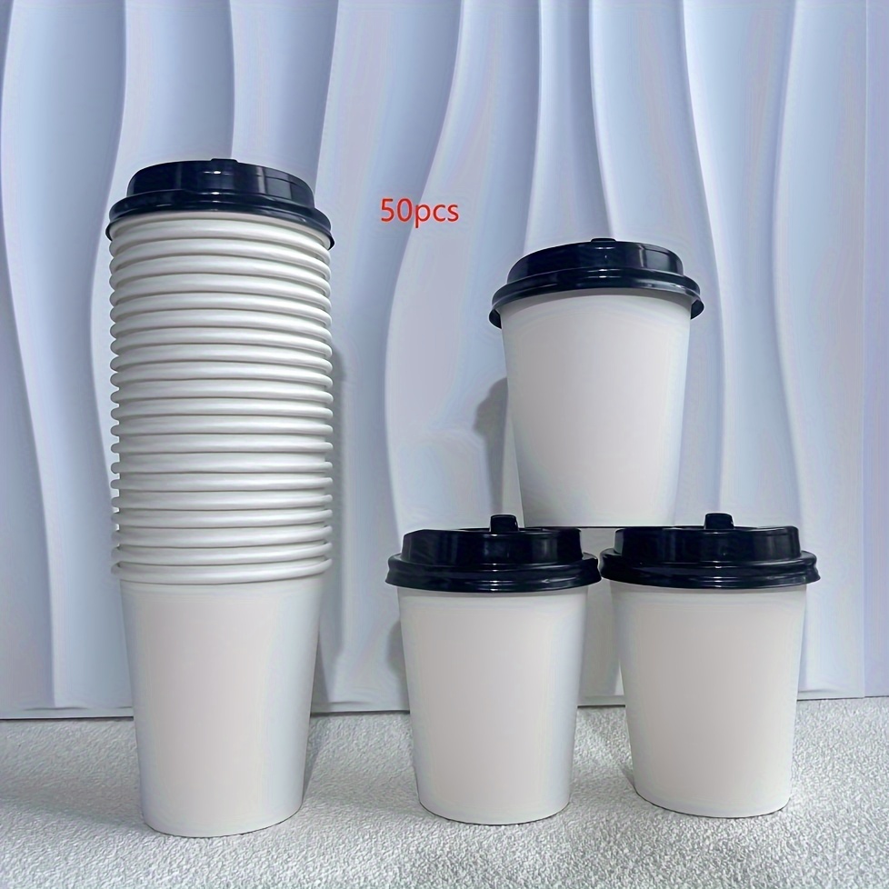 20/50pcs 12oz thick disposable paper cup with lid for hot and cold drinks,  high-quality disposable coffee/* cup, suitable for home, bar, work, party  or outdoor use