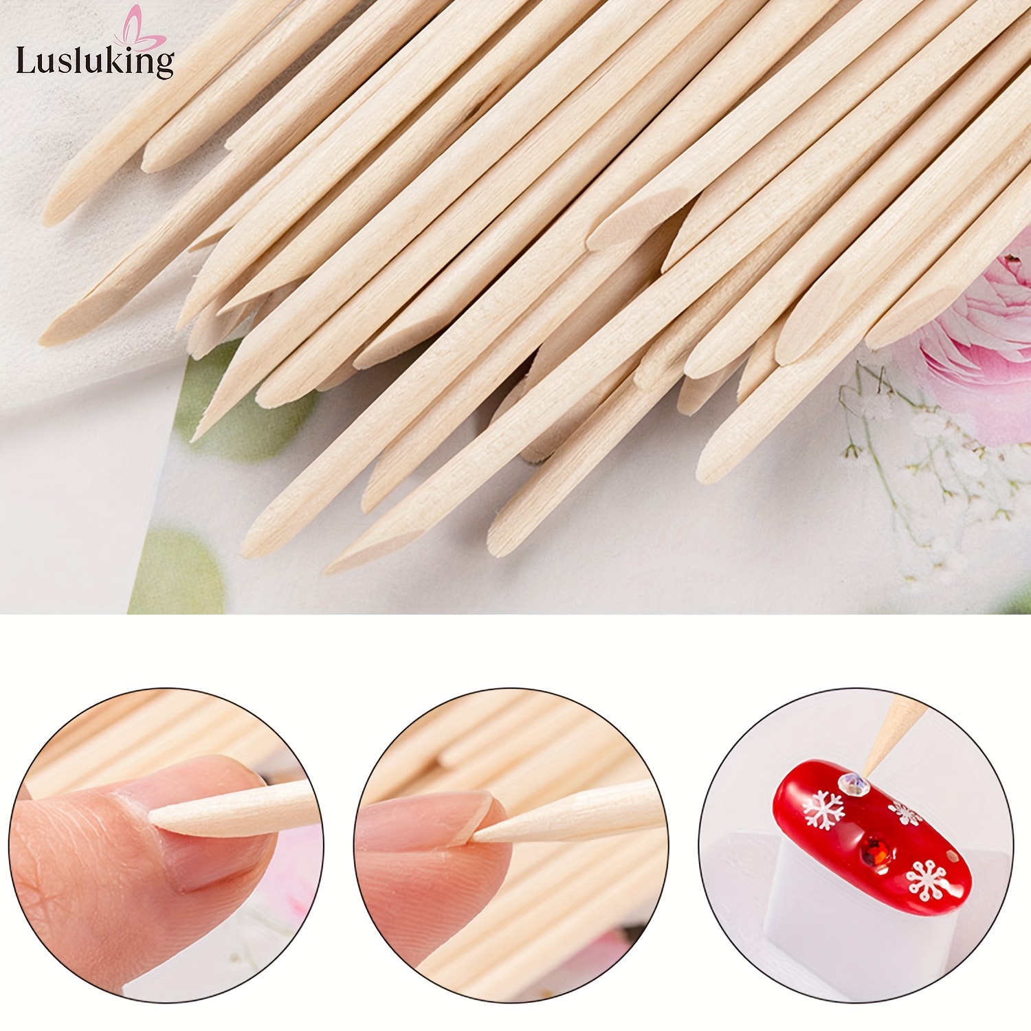 

10/50/100pcs Dual-ended Wood Orange Sticks - Odorless Nail Manicure & Pedicure Tools For Gel Polish Removal And Cuticle Care