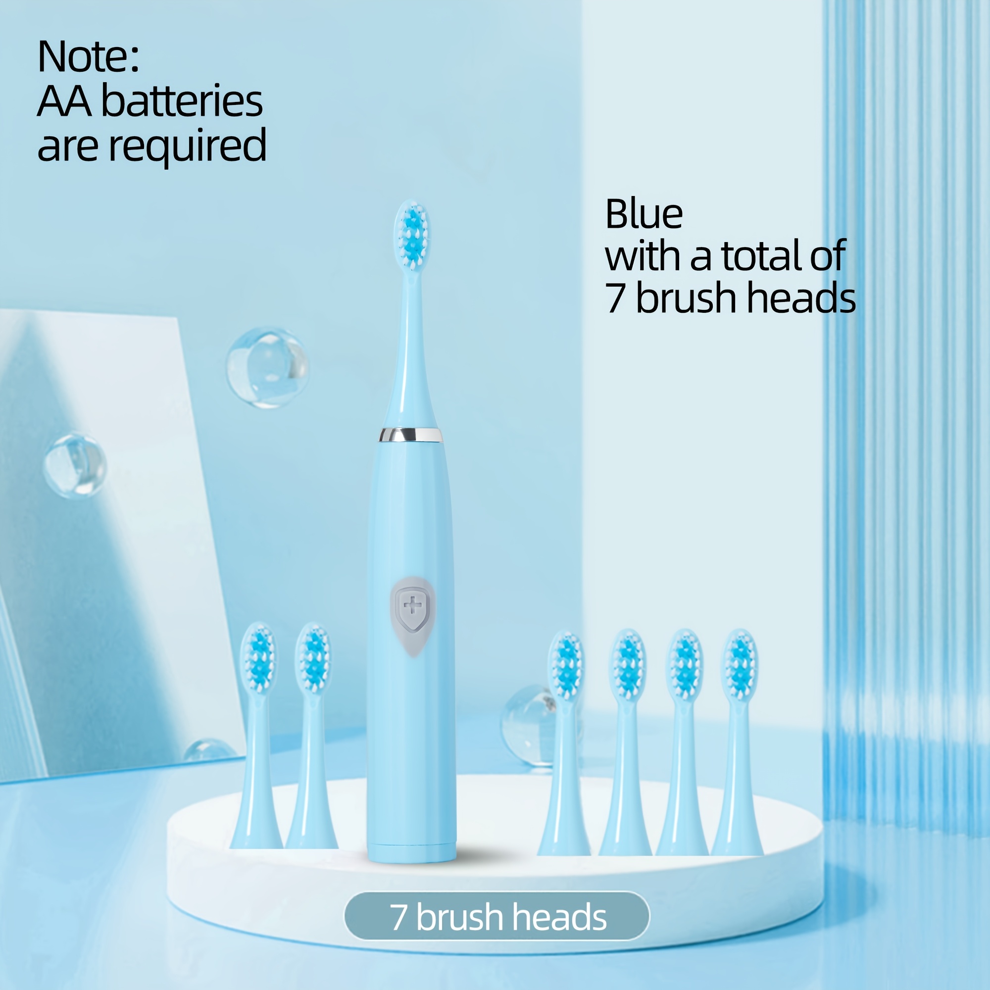 Battery-powered Electric Toothbrush Set, Equipped With 7 Brush Heads, Each Brush Head Used For 2 Months. Model E802