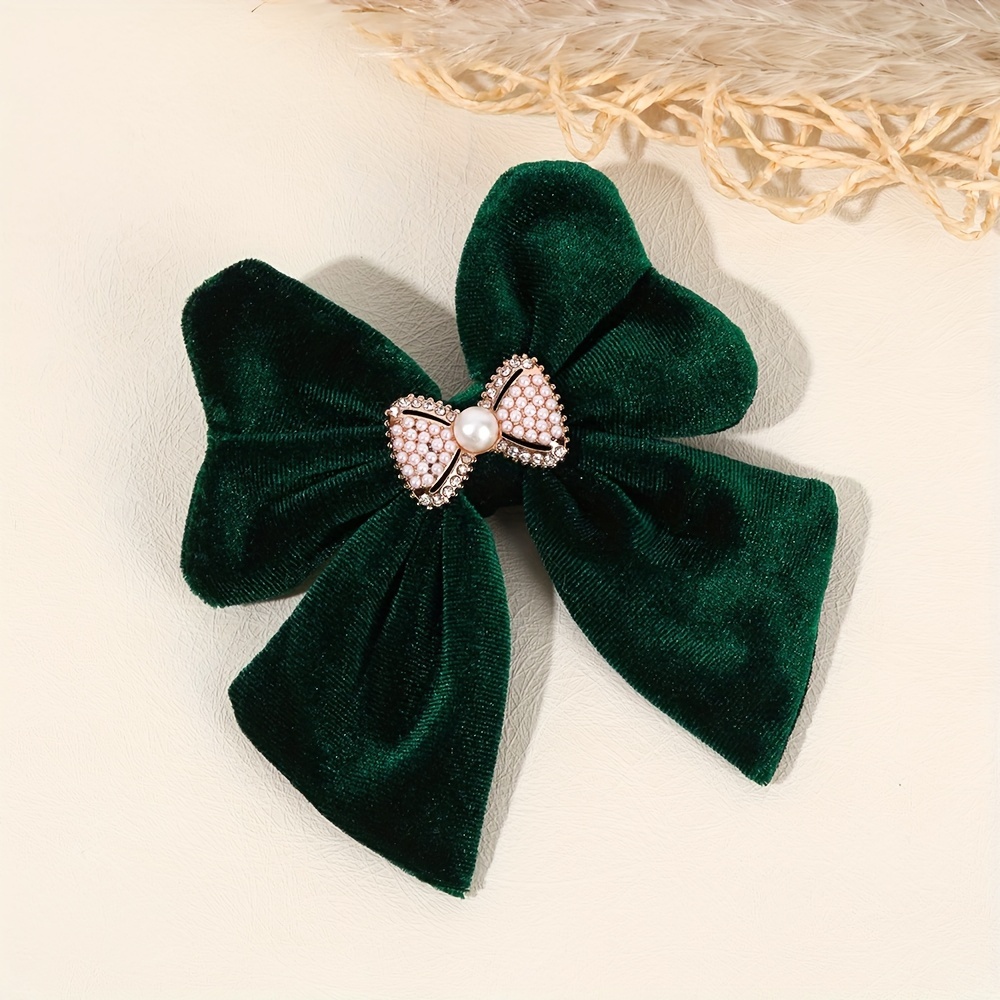 E-shop Elegante Haarspange mit Kunstperlen & Strass-Schleife - Plüschstoff, Mehrfarbig, für den & Partys