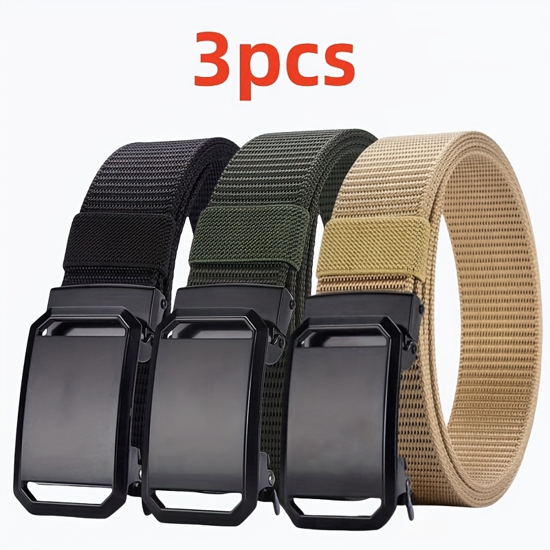 Men's Automatic Buckle Nylon Belt Square Iron Buckle