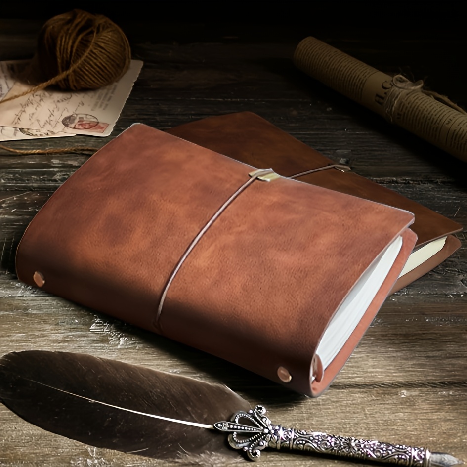 

Vintage-inspired Soft Leather Journal With Tie Closure - Brown, Lined Pages For Business Meetings & , Includes Feather & Nostalgic Decor , Leather Notebook