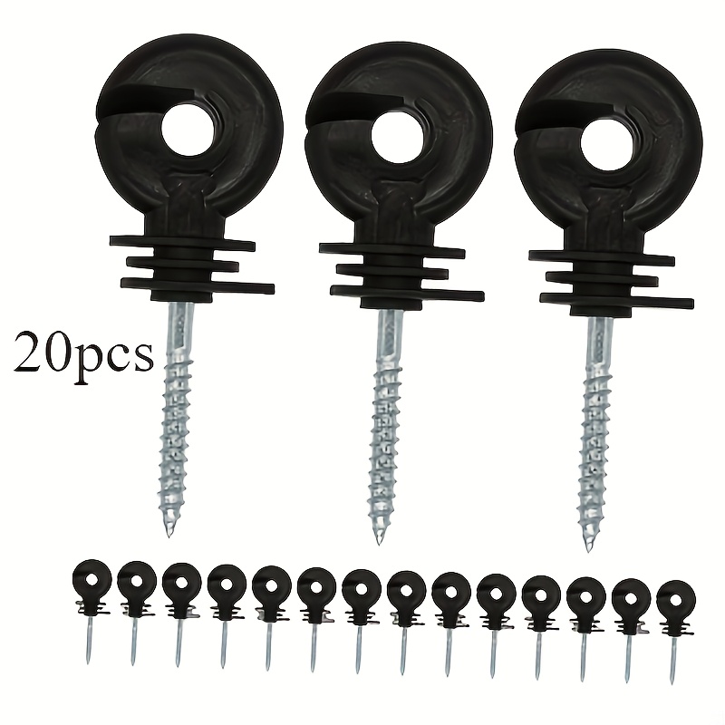 20pcs black plastic electric fence wire insulators with screws durable flexible secure wire connections for electronic fences   fence accessories wire insulation screw connections flexible design