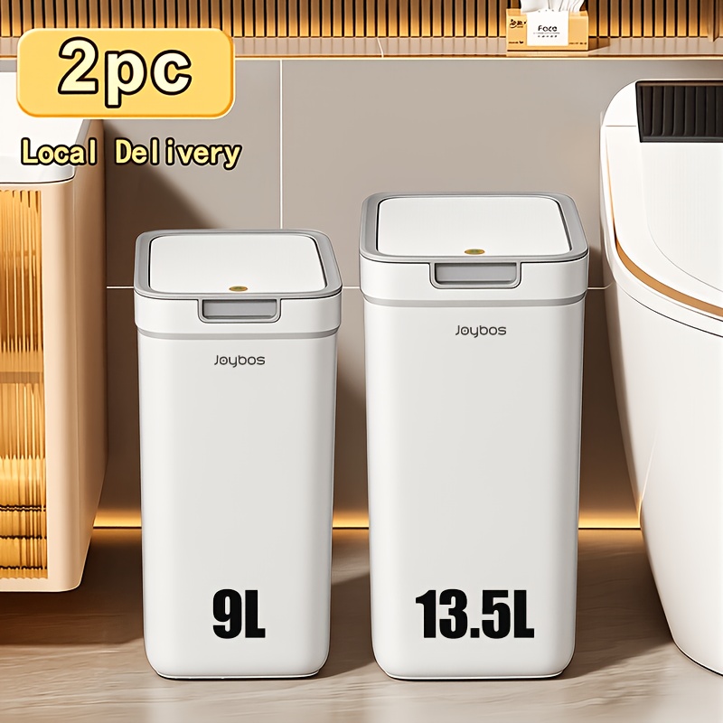 E-shop 2er Pack Badezimmer-Mülleimer mit Deckel, 2,11 2,83 Gallonen Mülleimer, mit Pop-Up-Deckel, haustiersicherer kleiner Mülleimer, schlanker