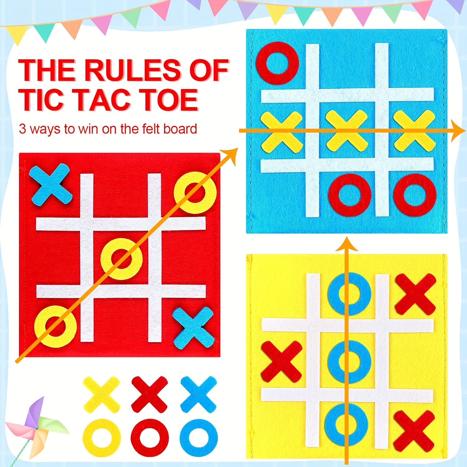 15pcs Felt Tic-Tac-Toe Party Game Set