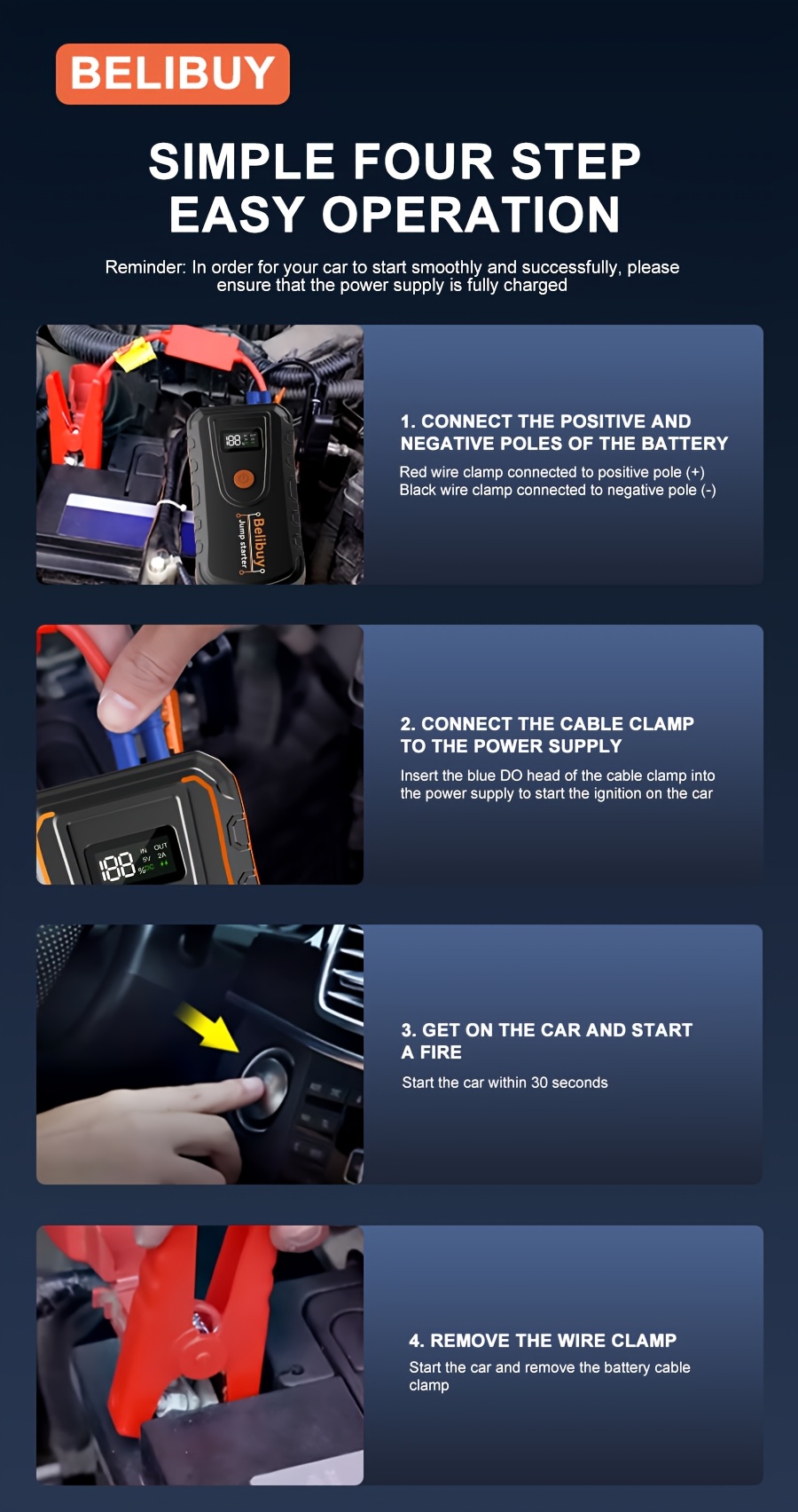 Démarreur d'urgence portable pour voiture - Chargement USB, batterie rechargeable | Conception en ABS noir, convient aux véhicules tout-terrain et aux aventures en plein air, alimentation de secours | Dispositif d'urgence compact | Structure robuste | Affichage numérique, charge rapide