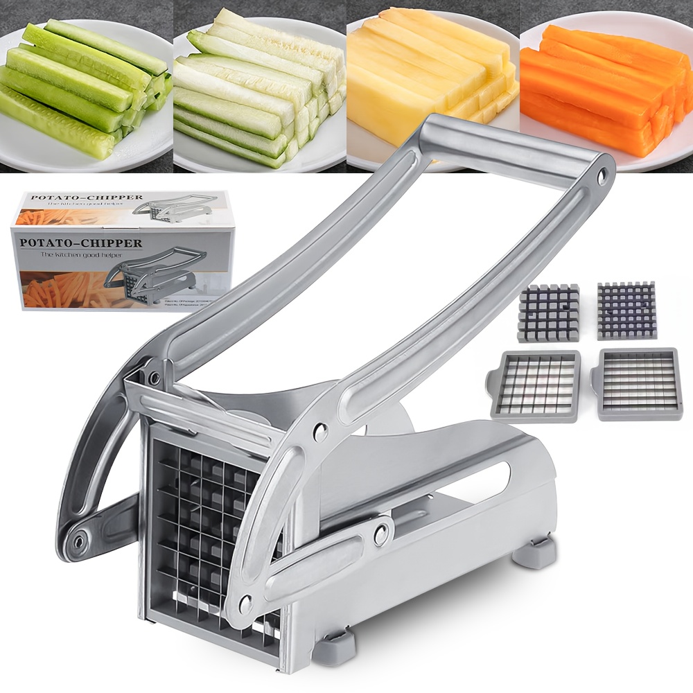 TEMU Stainless Steel French Fry Cutter, Potato Slicer, Vegetable Slicer, Food Chopper , With 2pcs Cutting , Non-slip Design, Suitable For Onions,