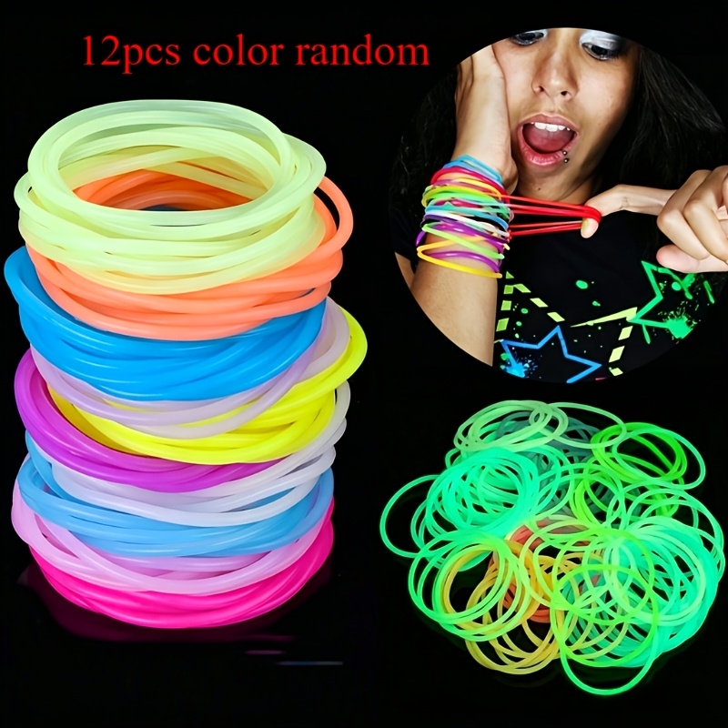 Image of Give Her/him A Colorful Silicone Luminous Bracelet, Rainbow Luminous Gummy Elastic Bracelet, Adult Women's Party Gift, , Hair Tie, Strap, Etc. (random Color)