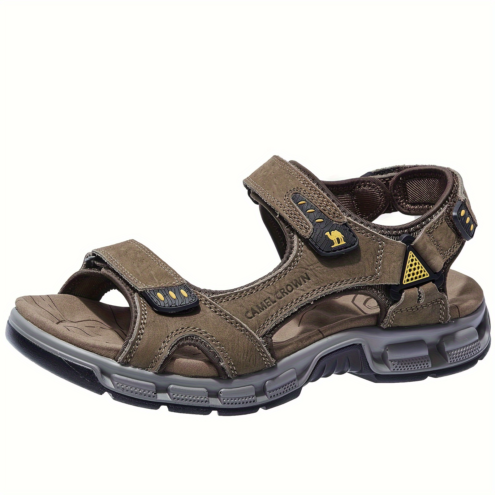 

Camel Crown Men's Hiking Sandals Leather Athletic Walking Non-slip Sandals For Man Soft Cushion Beach Water Fisherman Sandal