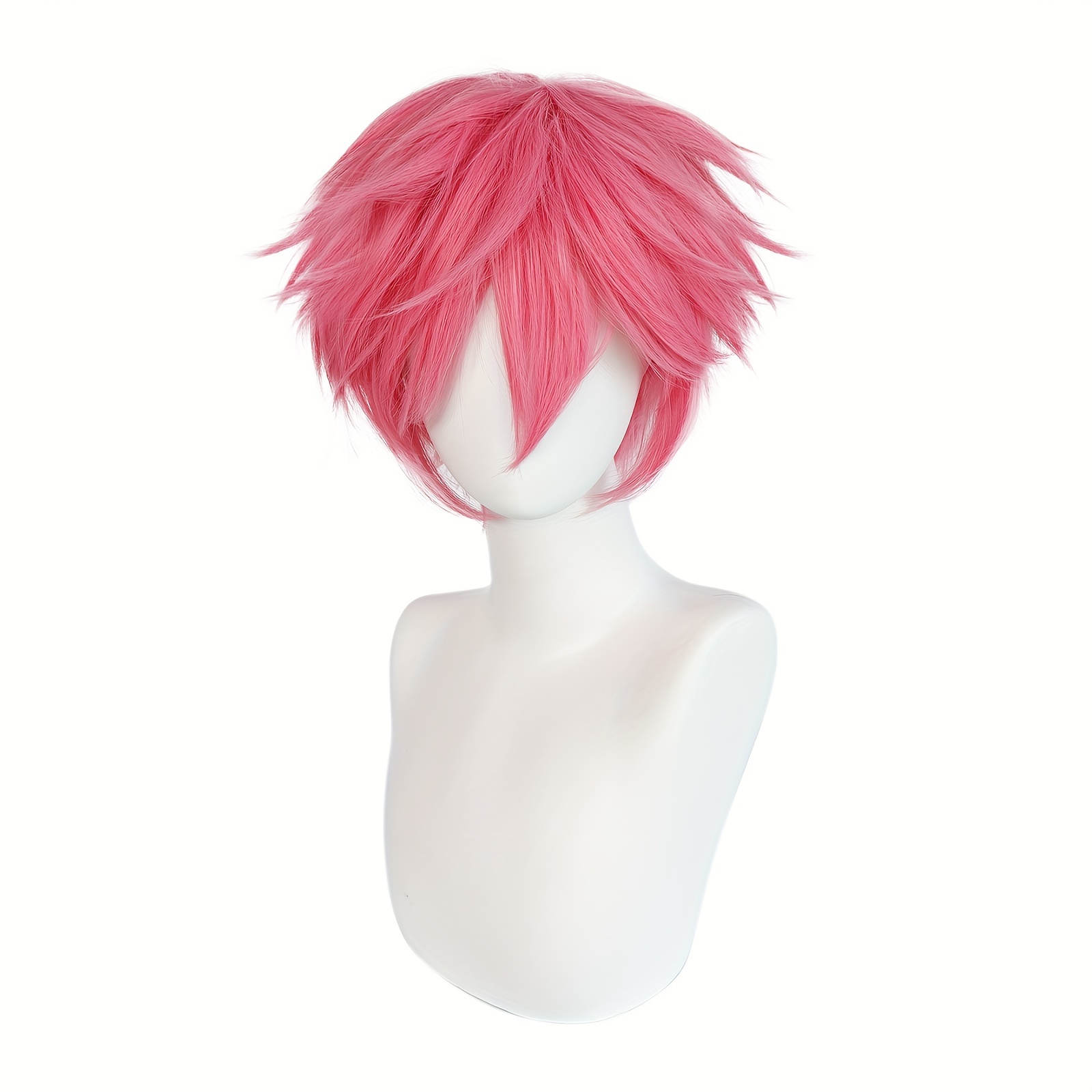 

1pc Anime Cosplay Wig - 10inch Synthetic Straight Pink Hair, Heat Resistant High-temperature Fiber, Cap, Inspired For Halloween, Thanksgiving, Christmas,