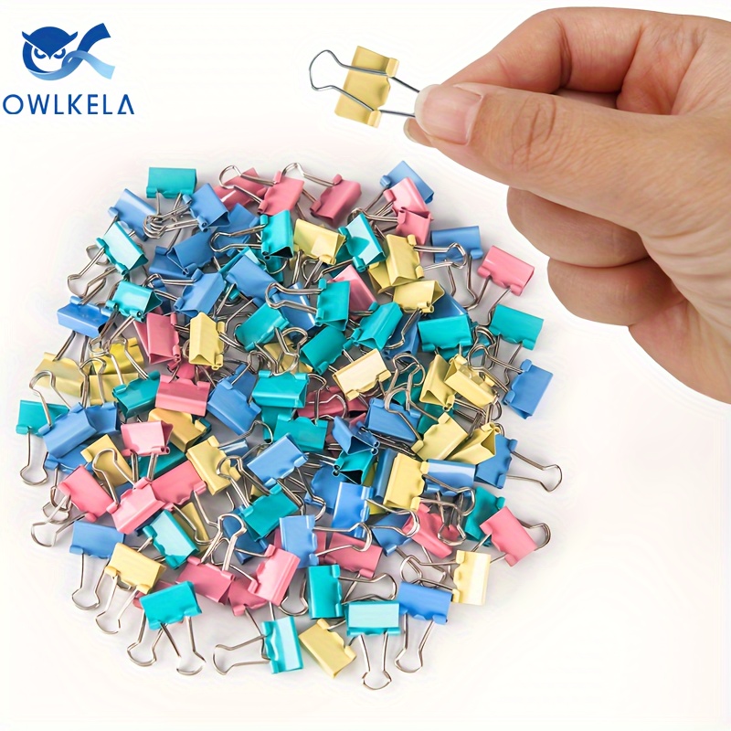 

Owlkela 120pcs Mini Binder Clips, Color/black Binder Clips, Small Paper Clips 15mm. Micro Size Office Clips For Office And Business.