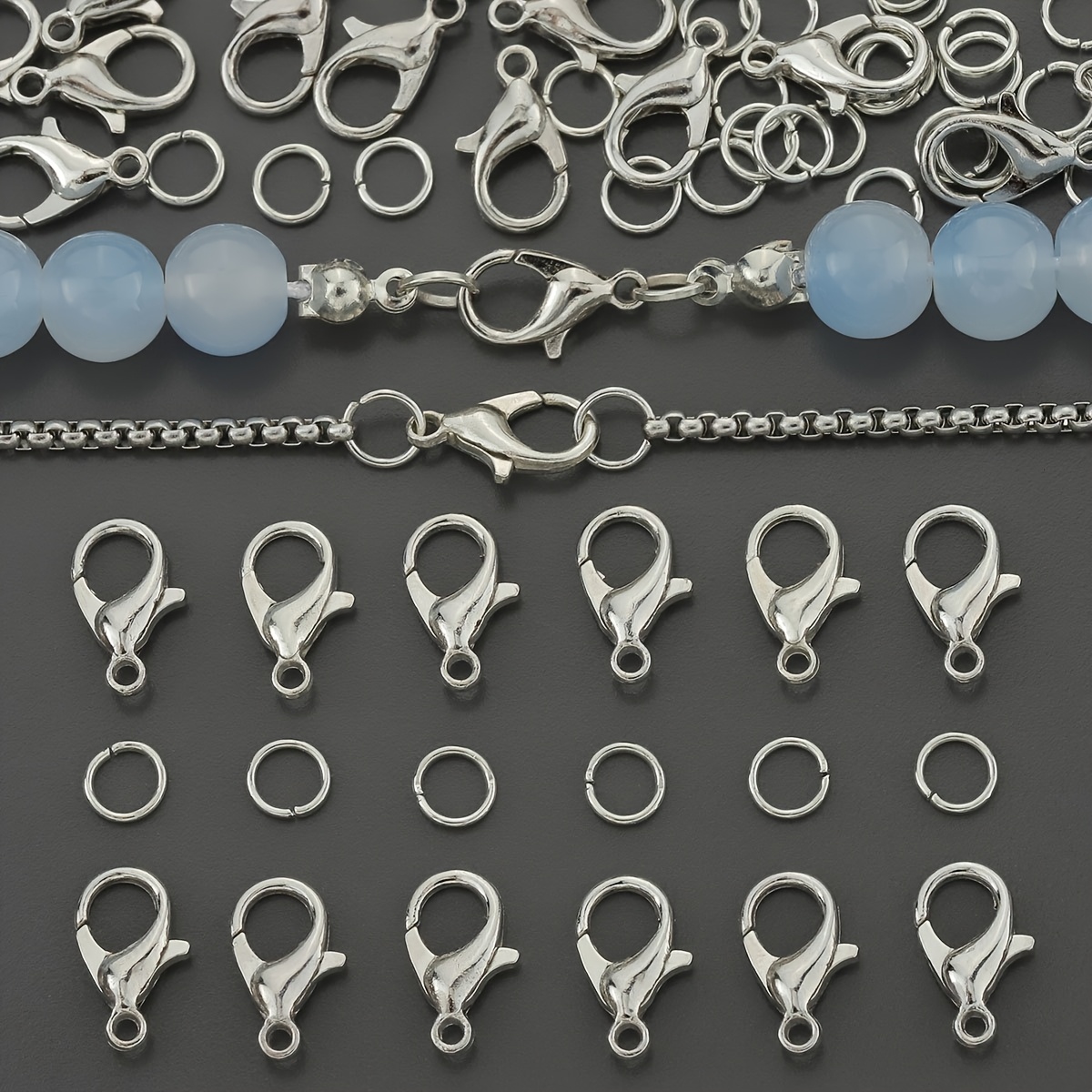 200pcs Lobster Clasp & Open Jump Ring Set for Beading