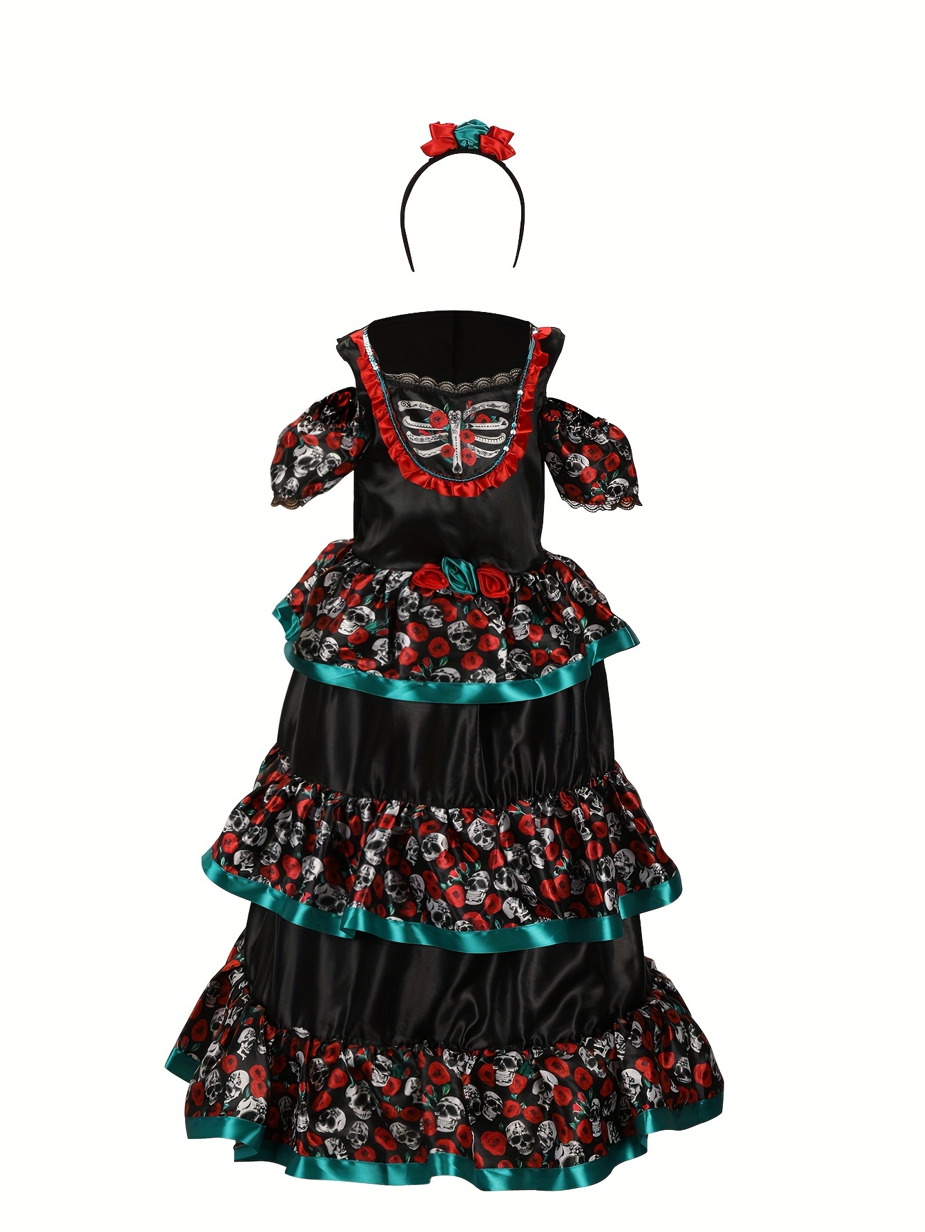 1 skull headband flower cake skirt 1 floral tiara set - Temu Mexico, image size:800x1066