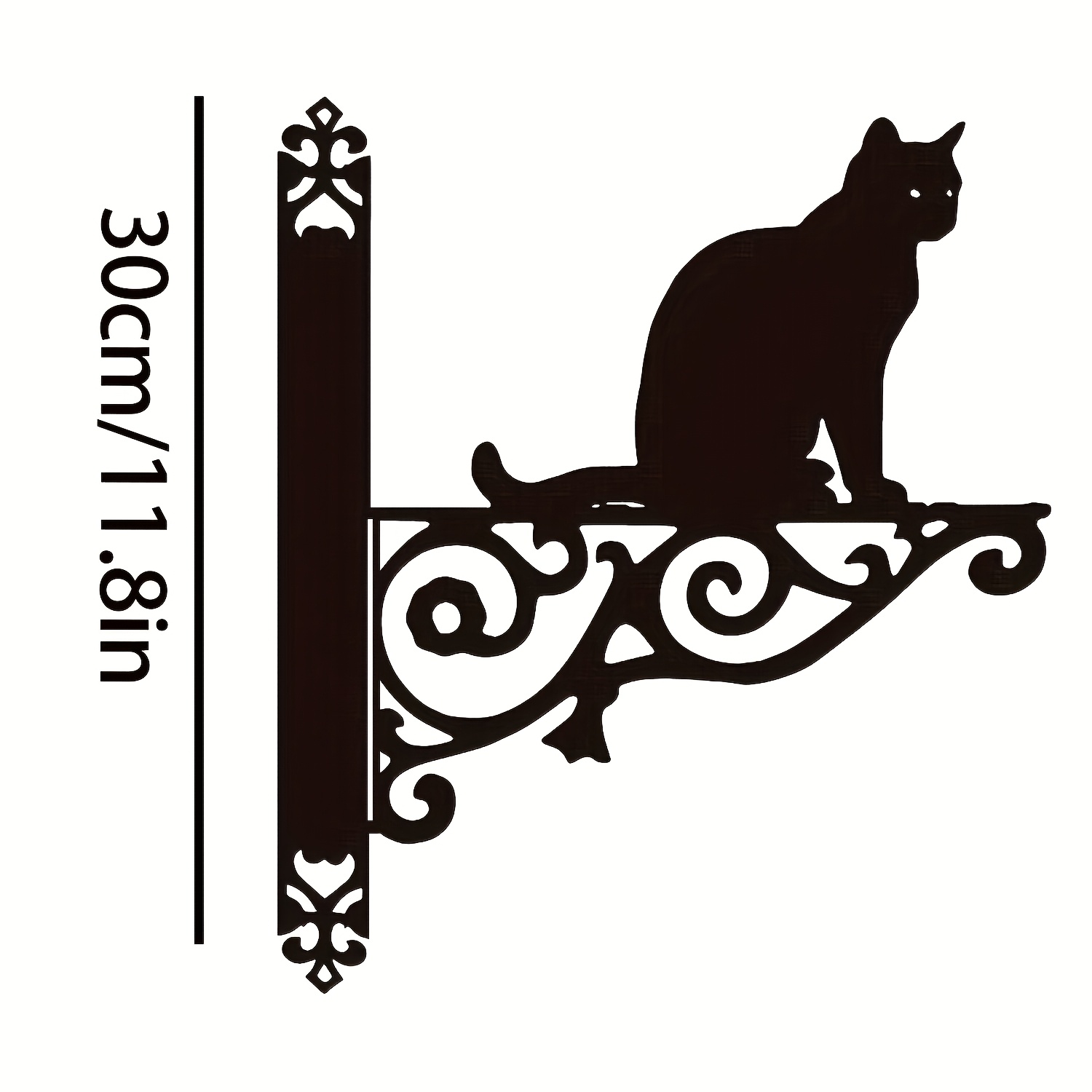 TEMU 猫の座り姿 装飾用吊り下げブラケット - 現代的なバブラケット 壁掛け式装飾ガーデンバ ブラック 結婚式、、その他特別な機会に最適 鉄製