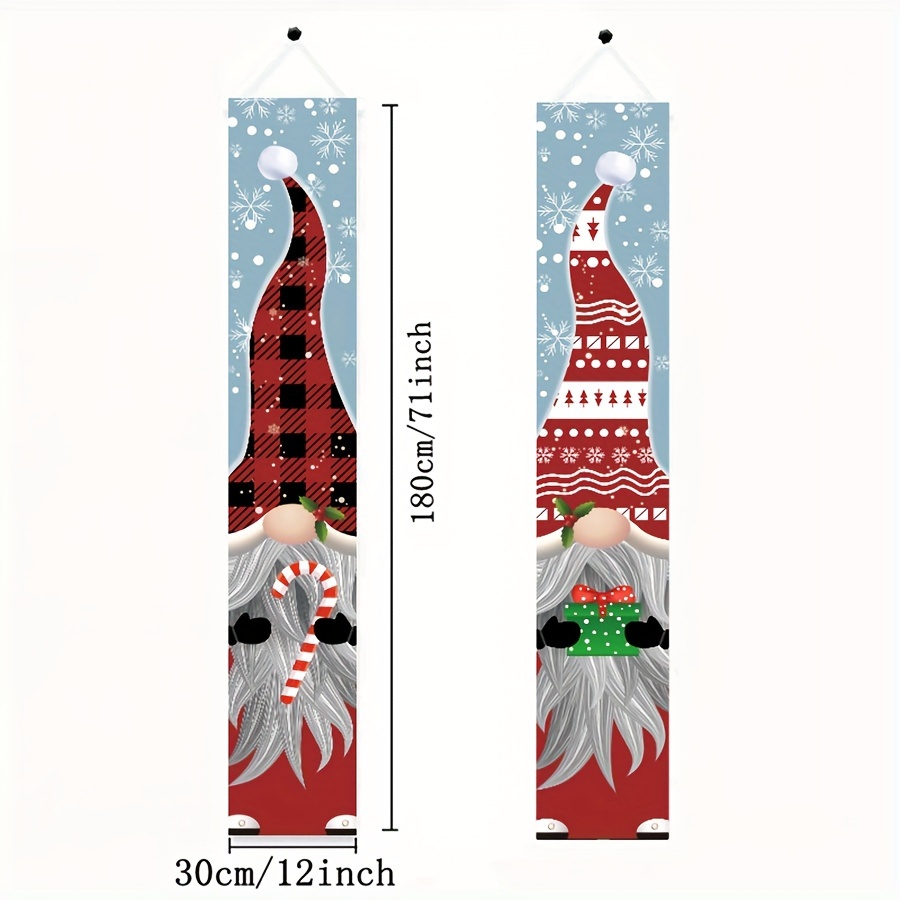 TEMU Festive Gnome Door Hangers: Pair Of 71-inch Vinyl Banners For Christmas And New Year Decorations