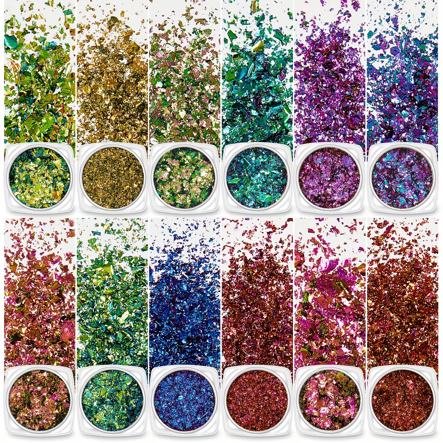 

Aurora Chameleon Glitter For Nail Art, Hexagonal Shape, Unscented, For Manicure Decor & Design, - Nail Arts Enhancement Accessories