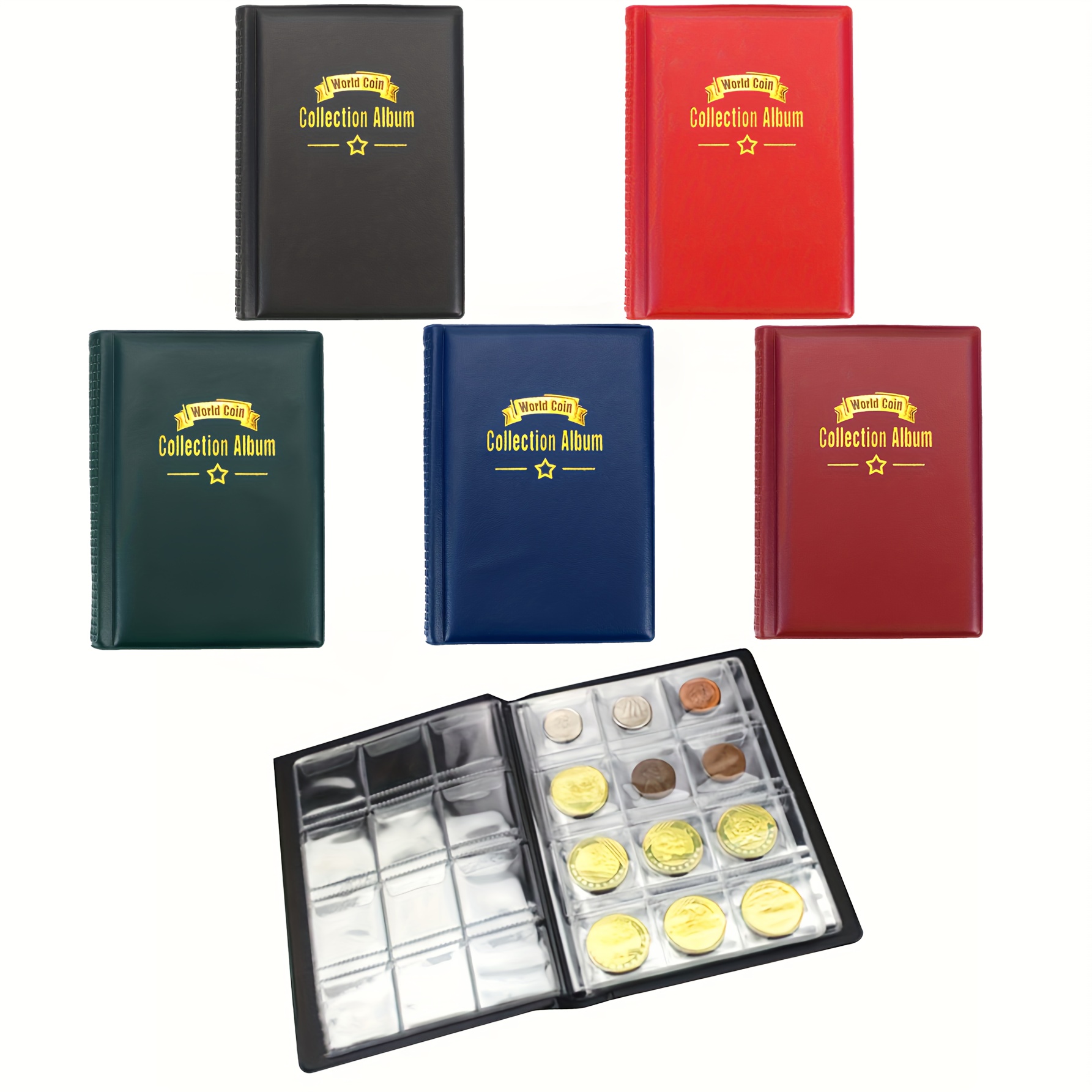 

Deluxe 120-slot Coin Collection Album - Pvc/pu, Ideal For Sports Memorabilia &