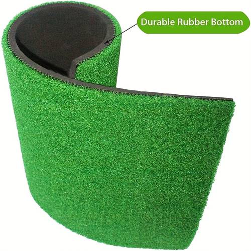 1 set of golf batting mat thickened artificial turf mat with 4 balls and 6 serving tables used for outdoor and indoor training swing and chopping in backyard garage basement shooting range golf simulator 3 sizes
