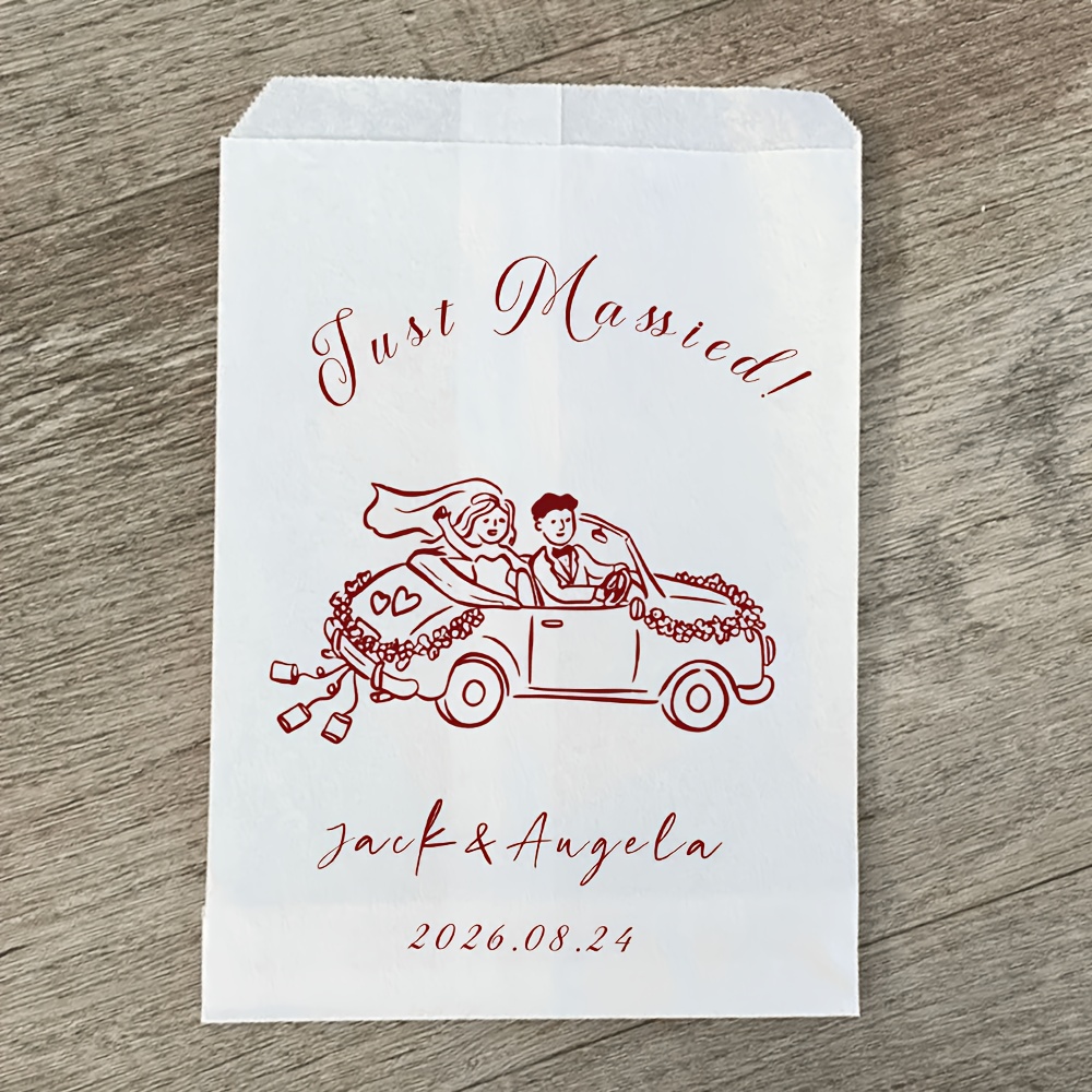 TEMU 2/28/48pcs Custom Paper Gift Bags, Personalized Wedding Favor Bags, Suitable For , Wedding Favor Designers, And Niche Ceremony Enthusiasts;