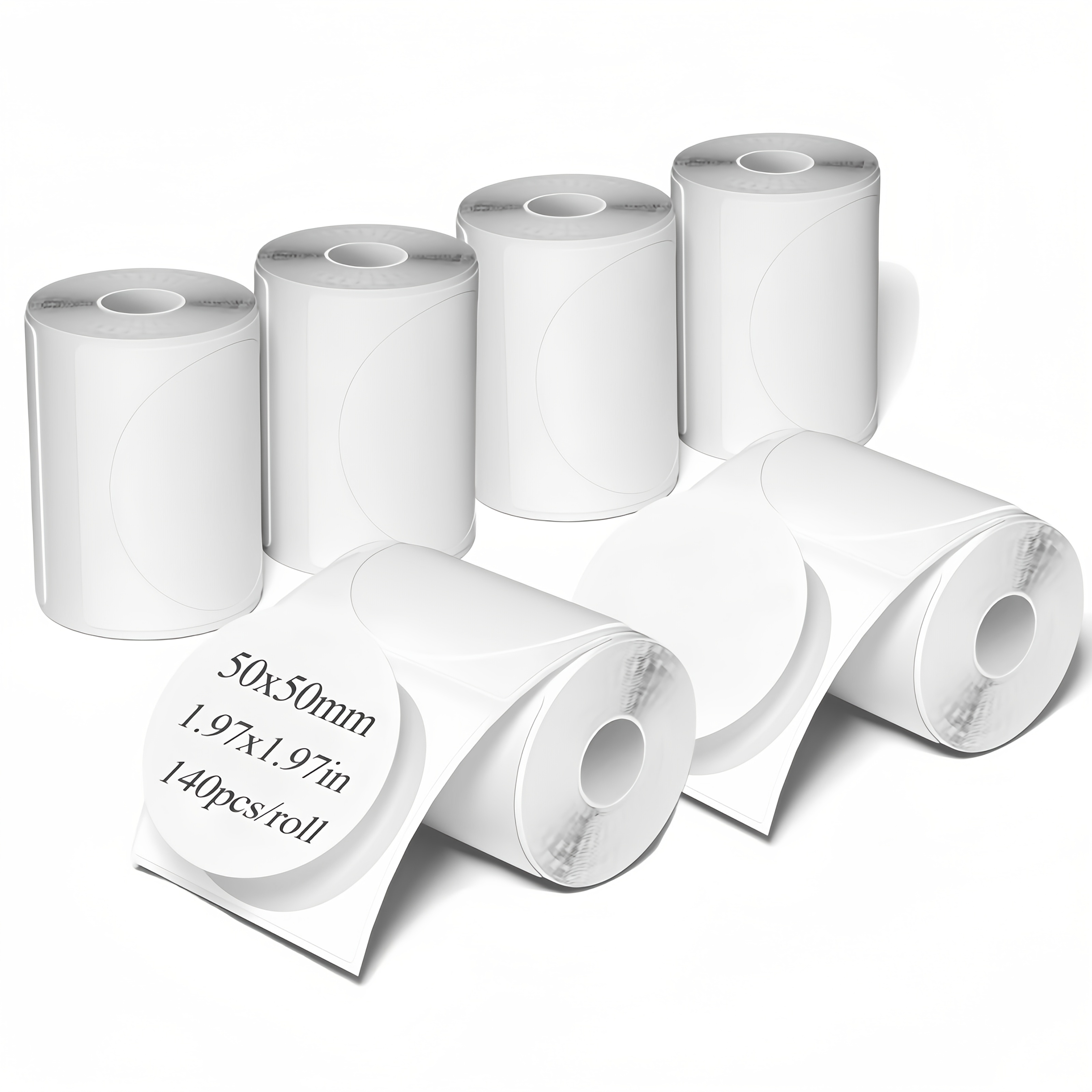 TEMU 6 Rouleaux d'Étiquettes Rondes M110 50*50mm / 1,97*1,97po - 140 Étiquettes par Rouleau. Compatible avec les Imprimantes Portables