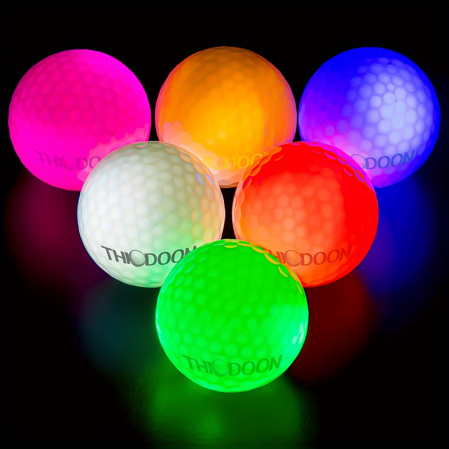 

6pcs Glow In The Dark Led Golf Balls, Glowing Golf Balls For Golf Training