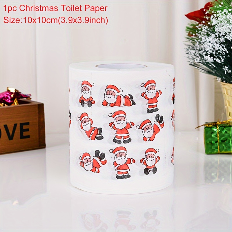 1pc, Christmas Toilet Paper, 10 X 10 Cm Santa Printed Tissue Roll, Merry Christmas For Home Decoration, Christmas Santa Xmas Decor, Christmas Noel Happy New Year Party Supplies, Christmas Gift Tissue
