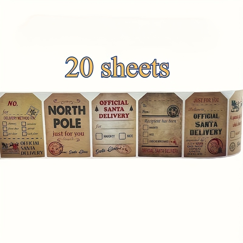 Image of Vintage Christmas Gift Labels Stickers - Design With Signature & Retro Gift Wrapping, Cards, Journals (compatible With 14+ Scrapbooking Supplies