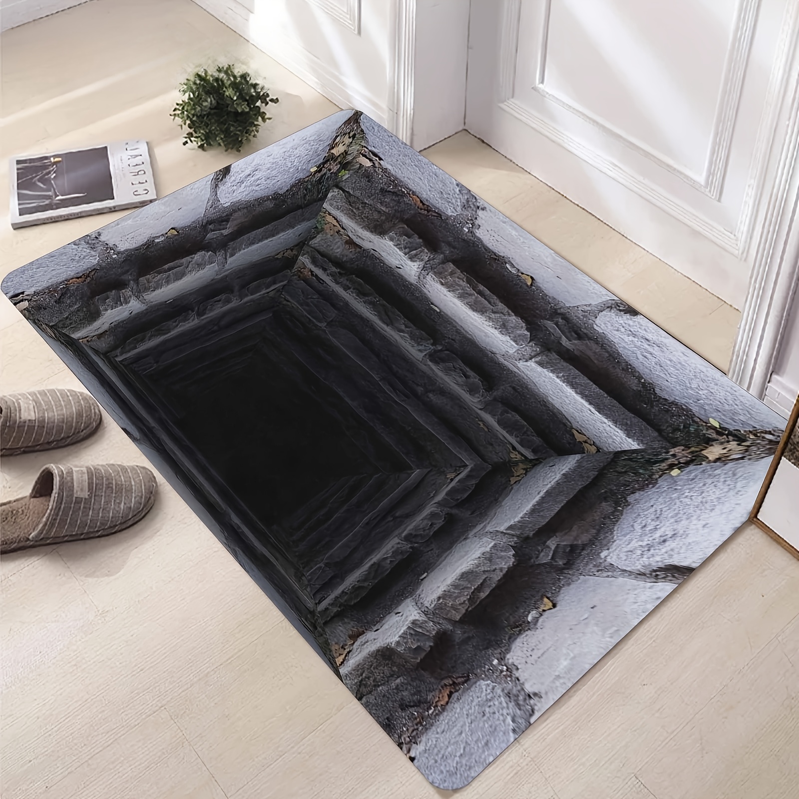 [Produkt] *. Optische Täuschungsmatte - Tiefes Loch 3D Labyrinth Bodendekoration, Realistischer Tiefeneffekt, Strapazierfähiges Material für Zuhause/Büro/Party Deko - Innen-/Aussenbereich