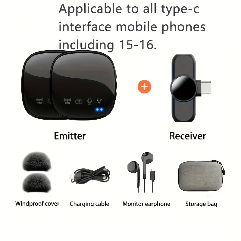 TEMU Professional Wireless Lavalier Microphone, Plug And Play, Suitable For Smart Phones, Laptops, For Audio Video Recording Microphone