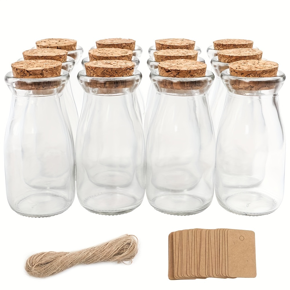 

12pcs 3.4oz Small Glass Jars With Lids, 100ml Candy Jars Potion Bottles With Cork, Herb Jars, Milk Bottles, Mini Jars Set For Party Wedding Favors Halloween Décor, 2x4 Inches